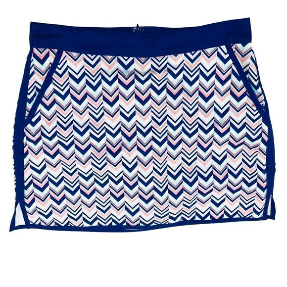 Lady Hagen Golf Tennis Blue Chevron Pockets Skirt Skort Sz 6 - Picture 1 of 11